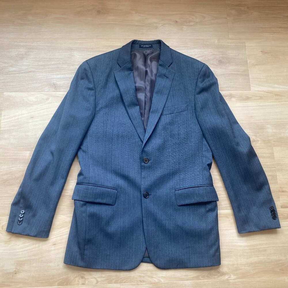 John Varvatos Men's Gray/Blue Pinstripe Worsted Wool Blazer Sport Coat Size 38R